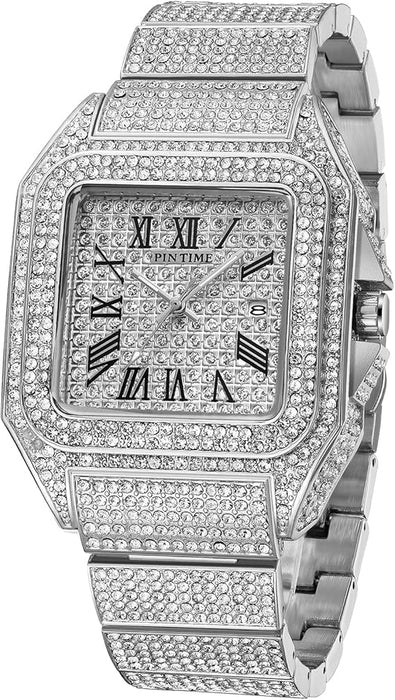 Luxury Iced Out Silver Watch